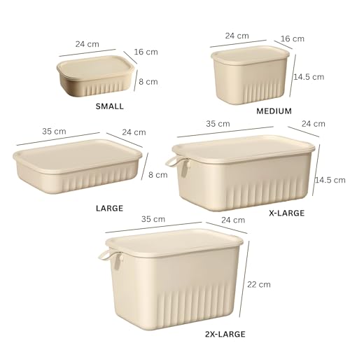 HoopVool® Multi Purpose Plastic Storage Bins Stackable Organizer Boxes with Lids, Stackable Crates for Home & Kitchen, items like books, clothes, snacks, toys. (All Size Combo, All Size) - Image 3
