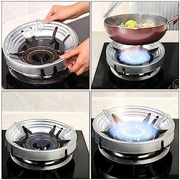 SHOPELLA Gas Saver Burner Stand Home Gas Stove Fire Jali Windproof Energy Saving Stand Pack of 2 Silver - Image 5