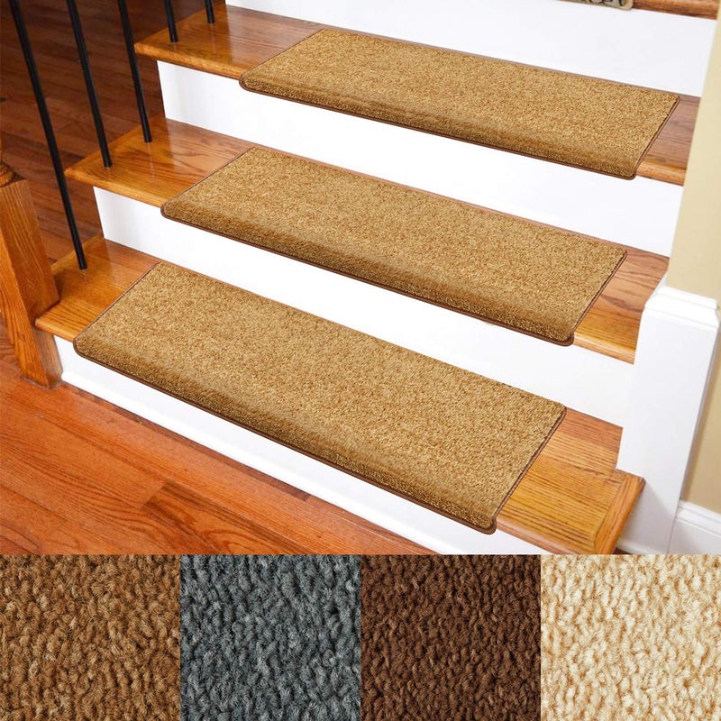 Patavin Carpet Stair Treads  NonSlip Bullnose Carpet for Stairs  Indoor Stair Pads  SelfAdhesive  Easy Installation  Pet  Child Friendly  Skid Resistant  Washable  14 Pack Brown 95 x 30x 13