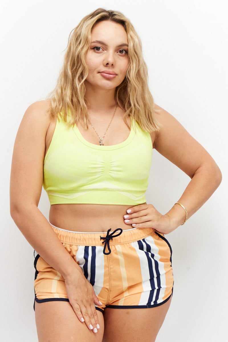 Adidas Women Sportswear Fit Textured Training Sports Bra, Lime Green - Image 1