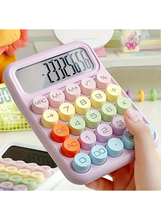 Sky Blue 1pc Cute Candy Calculator 12 Digit Mechanical Keyboard Big Buttons Office School - Image 3