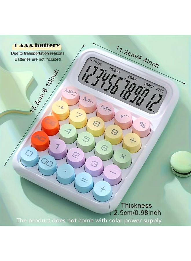 Sky Blue 1pc Cute Candy Calculator 12 Digit Mechanical Keyboard Big Buttons Office School - Image 2