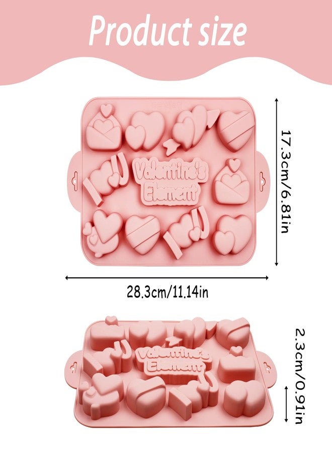 Fchil Silicone Valentine's Day Heart Molds, Chocolate Candy Making Tray with Multiple Heart Shapes, Baking and Crafting Molds, Set of 2 - Image 2