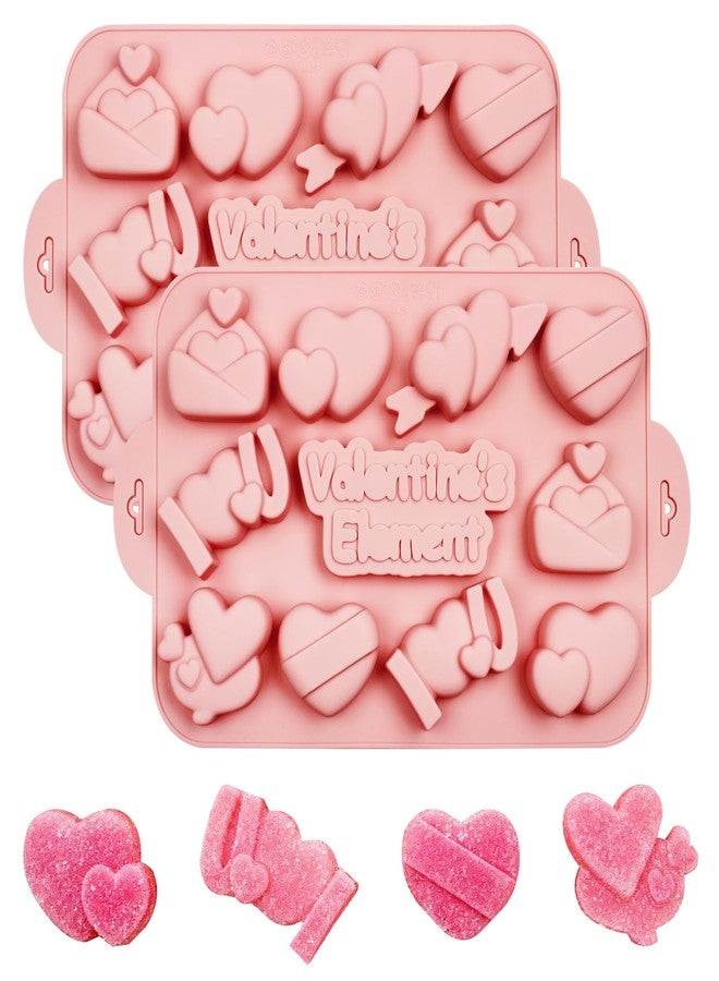 Fchil Silicone Valentine's Day Heart Molds, Chocolate Candy Making Tray with Multiple Heart Shapes, Baking and Crafting Molds, Set of 2 - Image 1