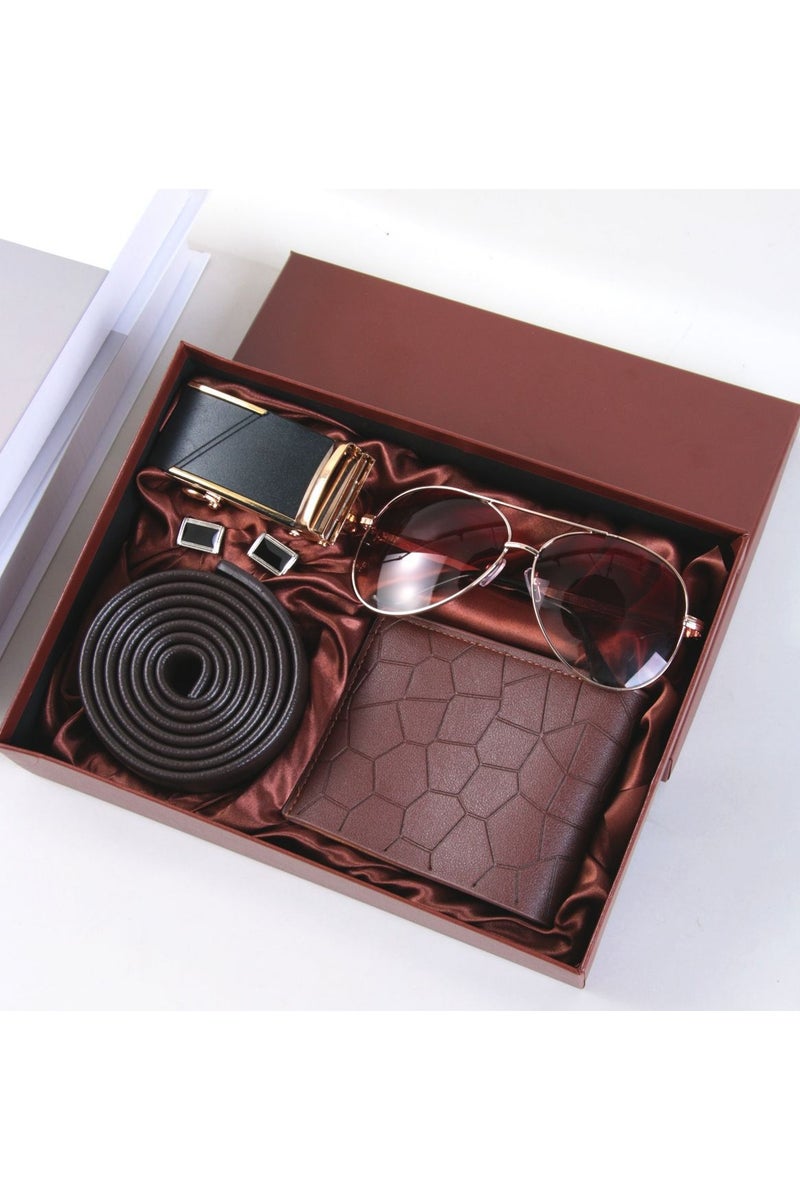 KINGMAZI Men's Gift Basket - Birthday Gift Box Set includes sunglasses, cuffs, belt, wallet - Image 1