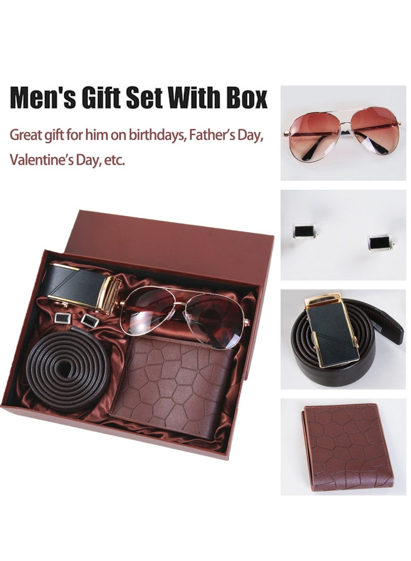 KINGMAZI Men's Gift Basket - Birthday Gift Box Set includes sunglasses, cuffs, belt, wallet - Image 2
