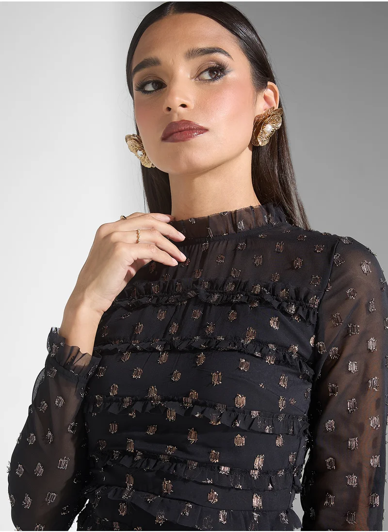 فروك اند فرل Lurex Spot Midi Dress