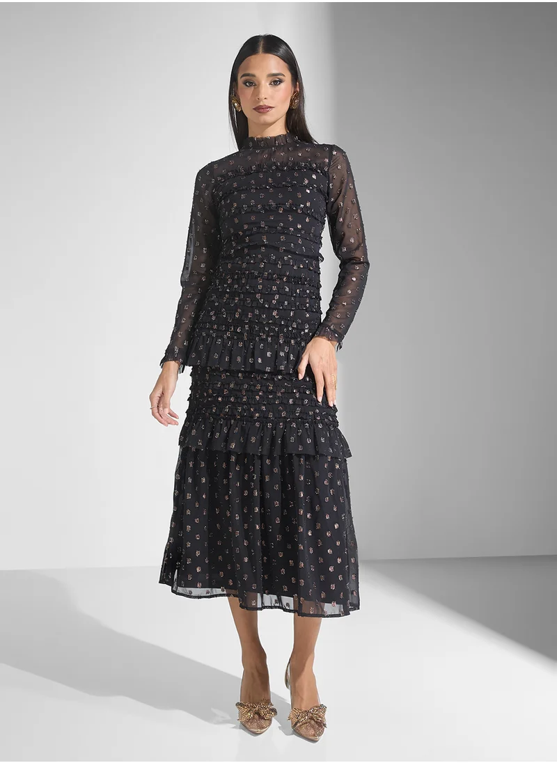فروك اند فرل Lurex Spot Midi Dress