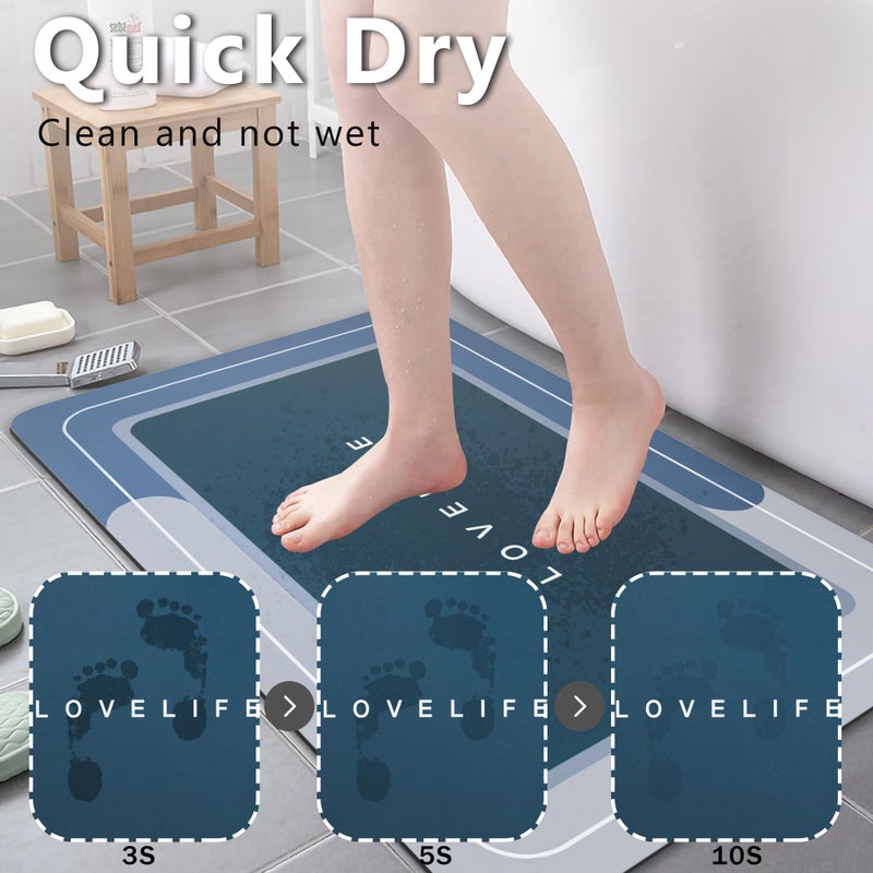 YCTMALL Bath mat Rubber Bathroom Mat-Quick Dry Absorbent Rug Non-Slip Thin Bathroom Rug Instant Dry Magic Bath mats for Bathroom Floor Mat in Front of Bathtub, Sink, Grey,17x27in - Image 3