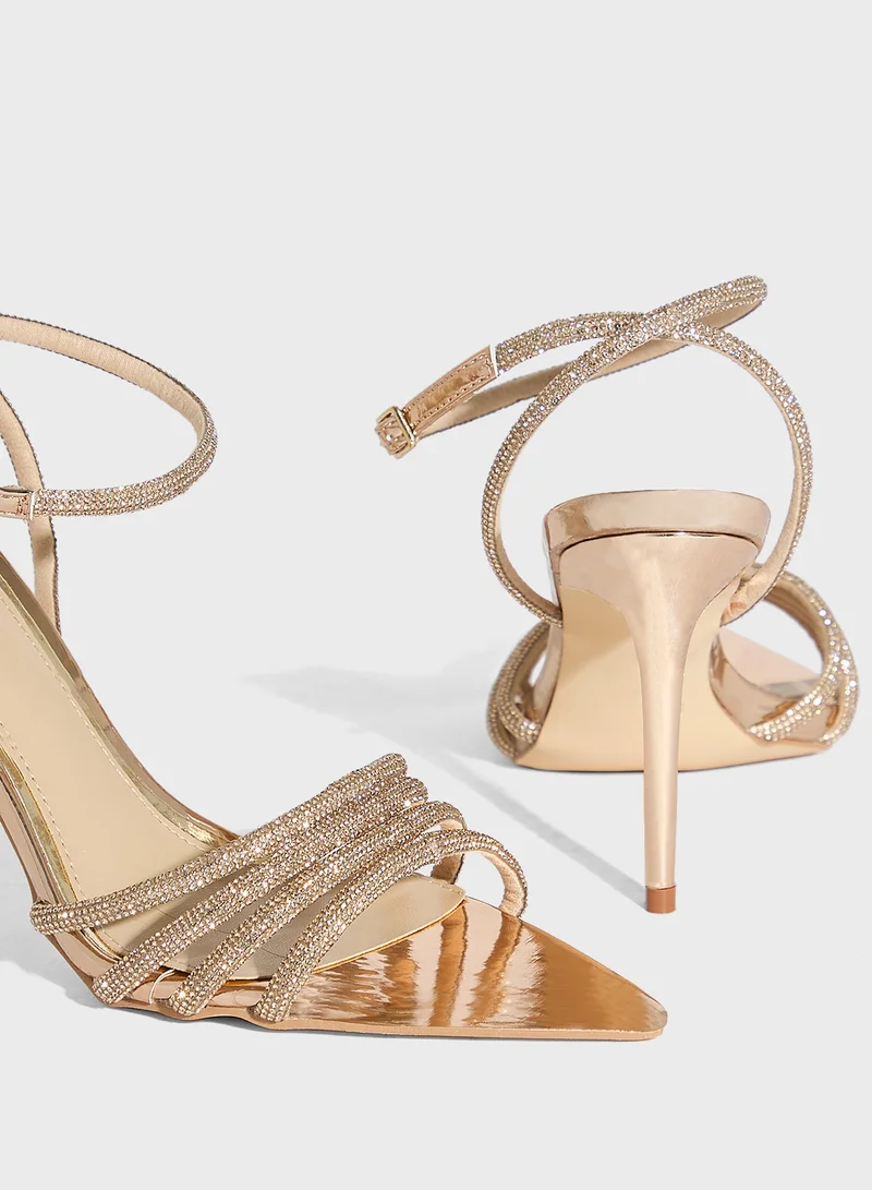 ايلا ليمتد اديشن Pointy Toe Embellished Counter Strap Heel Sandal