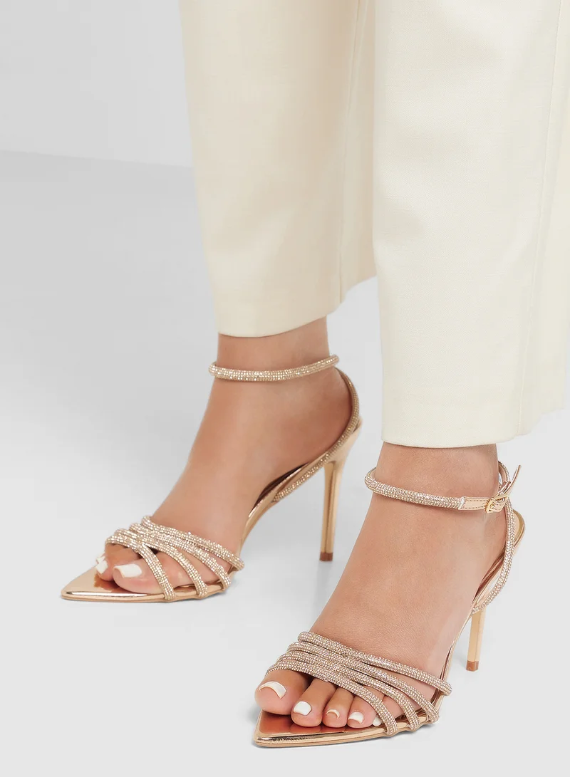 ايلا ليمتد اديشن Pointy Toe Embellished Counter Strap Heel Sandal