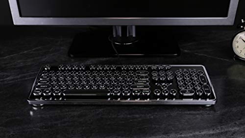 AZIO Retro TypewriterInspired Mechanical Keyboard Vintage Design wModern Features Tactile Clicky Blue Switch NKey Rollover USB 6ft Braided Cable USQWERTY LayoutWindows 10 Newer - Image 3