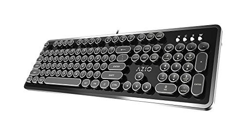 AZIO Retro TypewriterInspired Mechanical Keyboard Vintage Design wModern Features Tactile Clicky Blue Switch NKey Rollover USB 6ft Braided Cable USQWERTY LayoutWindows 10 Newer - Image 1