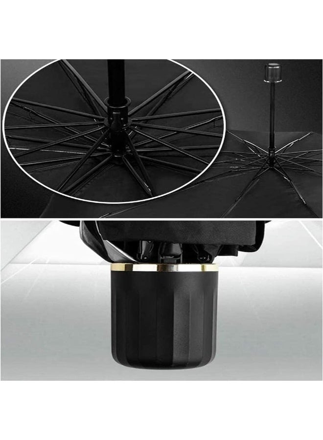 UREVO Foldable Car Sun Visor Windshields Sun Shade Cover for Most Cars with Leather Storage Pocket, 140x80cm Car UV Sunshade Umbrella Windshield Block Cover - Image 2