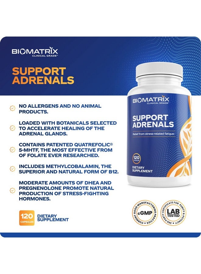 BioMatrix Adrenal Fatigue Supplement Cortisol Support 5Mthf B Vitamins Vitamin C Adaptogens Bioflavonoids Energy Bhrt 120 Vegetarian Caps - Image 3