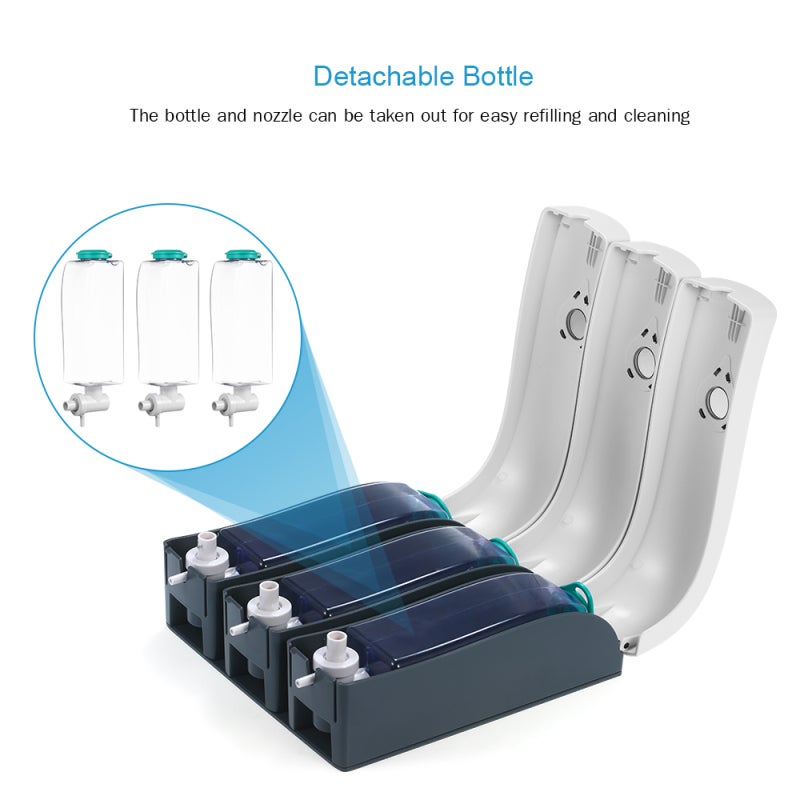 CHUANGDIAN Wall Mounted Soap Dispenser: 3 * 300ml White ABS Material Detachable Bottle - Easy Refill & Liquid Level Monitoring Shampoo Dispenser for Home Bathroom Kitchen Commercial Use - Image 2