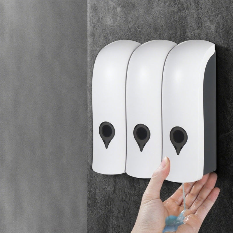 CHUANGDIAN Wall Mounted Soap Dispenser: 3 * 300ml White ABS Material Detachable Bottle - Easy Refill & Liquid Level Monitoring Shampoo Dispenser for Home Bathroom Kitchen Commercial Use - Image 4