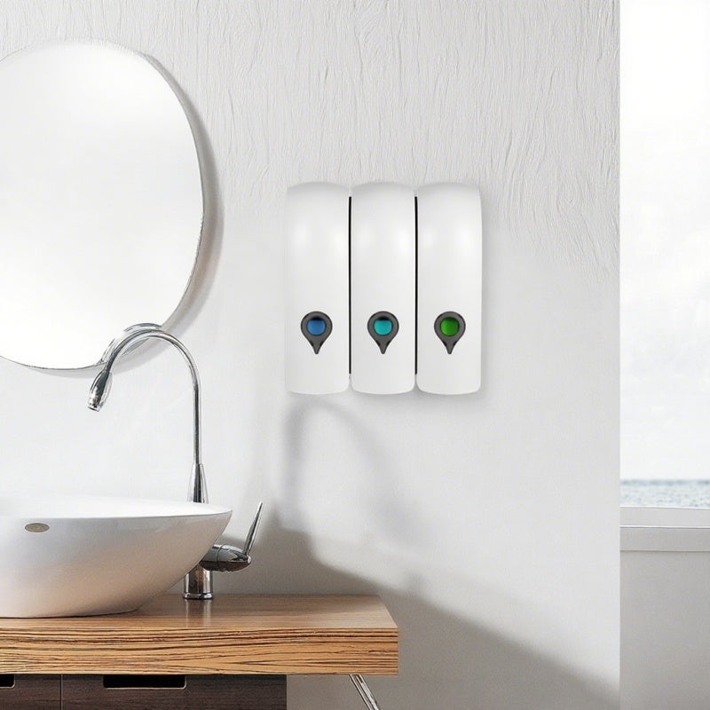 CHUANGDIAN Wall Mounted Soap Dispenser: 3 * 300ml White ABS Material Detachable Bottle - Easy Refill & Liquid Level Monitoring Shampoo Dispenser for Home Bathroom Kitchen Commercial Use - Image 5