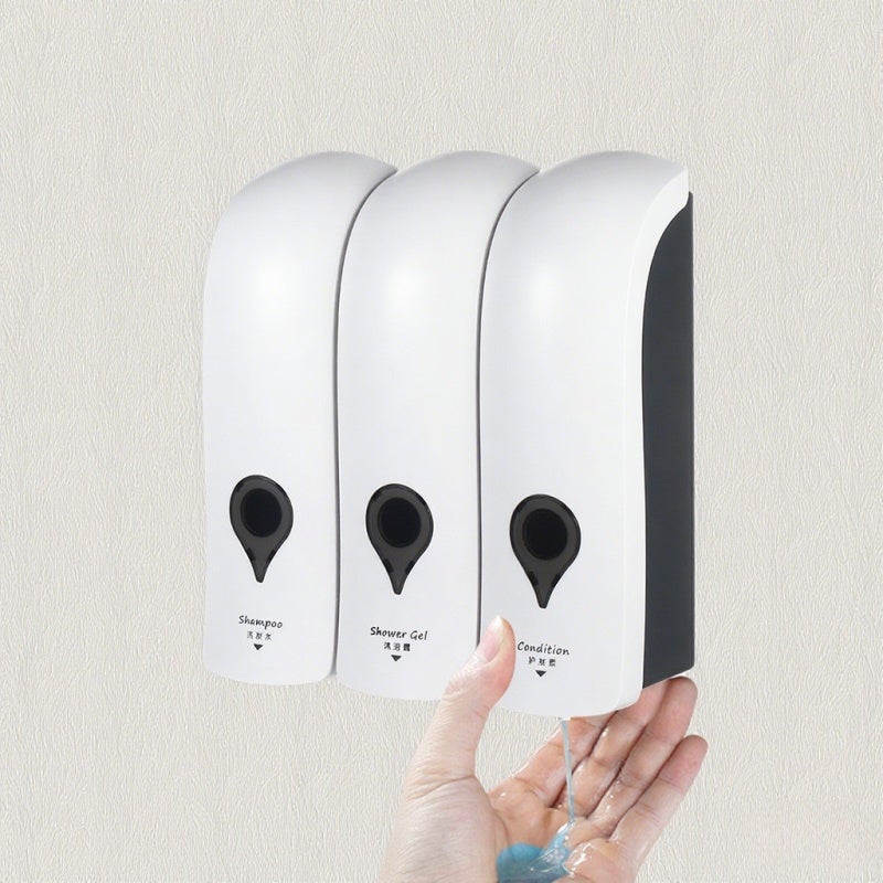 CHUANGDIAN Wall Mounted Soap Dispenser: 3 * 300ml White ABS Material Detachable Bottle - Easy Refill & Liquid Level Monitoring Shampoo Dispenser for Home Bathroom Kitchen Commercial Use - Image 1