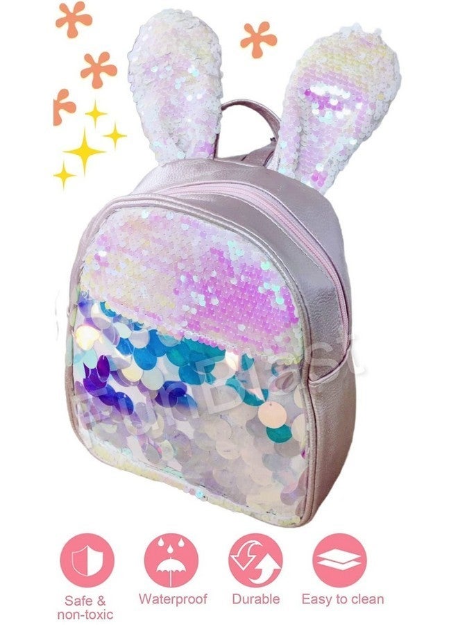 FunBlast Bunny Sequin Bags for Kids - Sequin Bag for Girls - Small Backpack for Picnic Outdoor Travel Bags for Girls, Korean Bag for Girls, Fancy Bags for Girls Stylish (Rose Pink-B) - Image 3