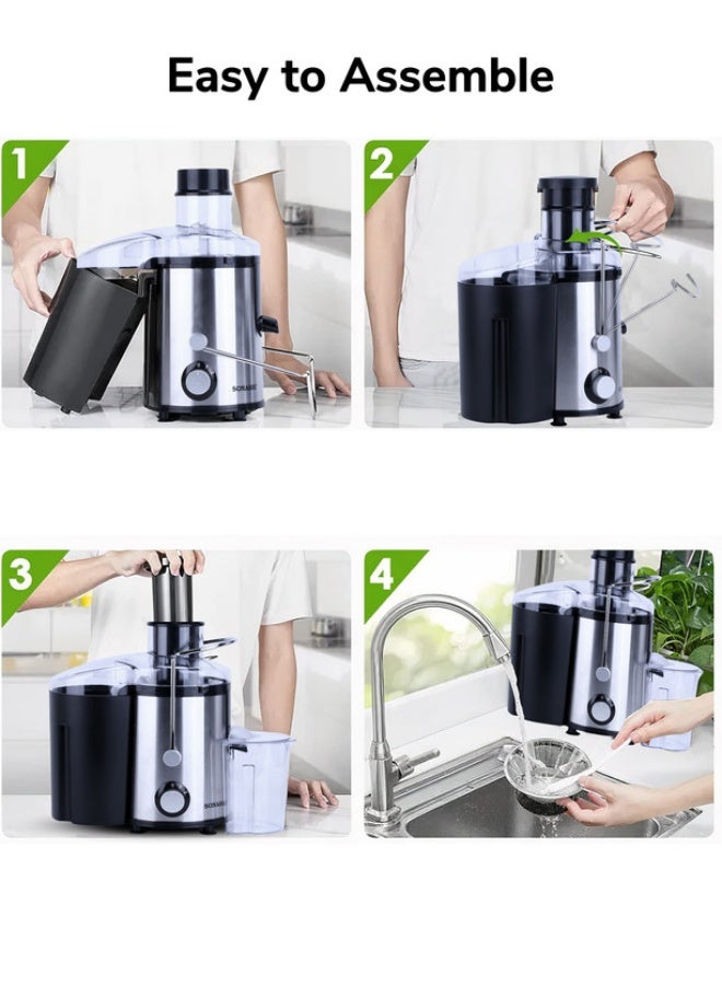 SONASHI Juice Extractor with 2 Speeds - 1.6L Large Pulp Container | Whole Fruit Juice Extractor with Stainless Steel Body & Mesh Strainer | Motor Overheat Protection 800 W SPJ-501N Black/Silver/Clear SPJ-501N Black/Silver/Clear 1.8 L 800 W SPJ-501N Black/Silver/Clear - Image 3