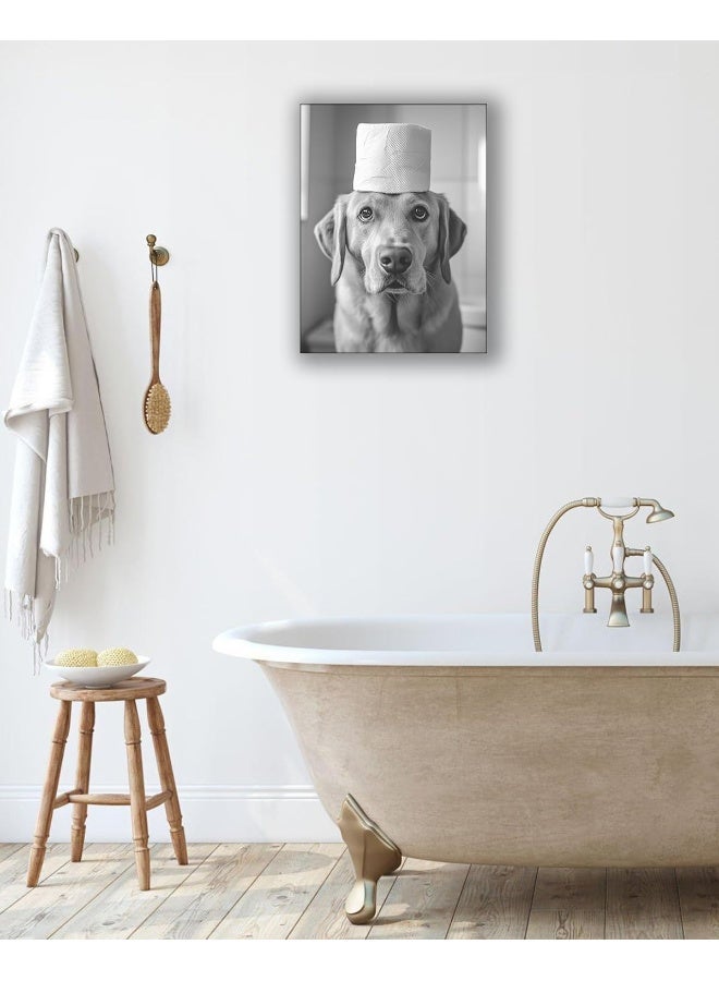 UPWOIGH Bathroom Wall Art Decor, Black and White Labrador Retriever Dog Toilet Paper Wall Art - Image 5
