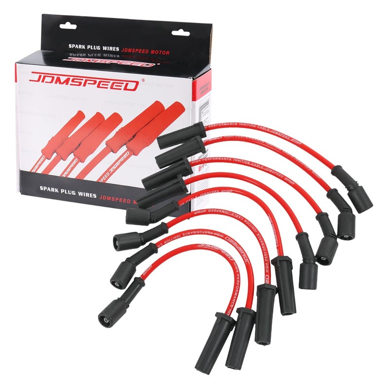 JDMSPEED 8.00mm Spark Plug Wire Set 9748HH Replacement for GMC Savana Sierra 1500 Impala Allure 9-7x Red Set of 8 - Image 1
