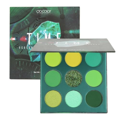 docolor Eyeshadow Palette 9 Colors Green Eyeshadow Gemstone Shadow Palette Highly Pigmented Mattes Shimmers Naked Smokey Glitter Cream Colorful PowderLong Lasting Waterproof Makeup Palette - Image 2