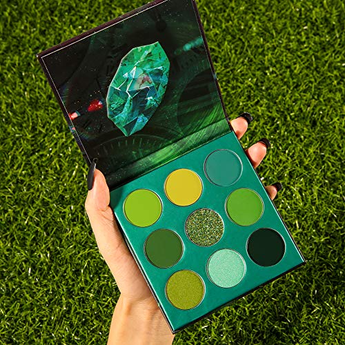 docolor Eyeshadow Palette 9 Colors Green Eyeshadow Gemstone Shadow Palette Highly Pigmented Mattes Shimmers Naked Smokey Glitter Cream Colorful PowderLong Lasting Waterproof Makeup Palette - Image 5