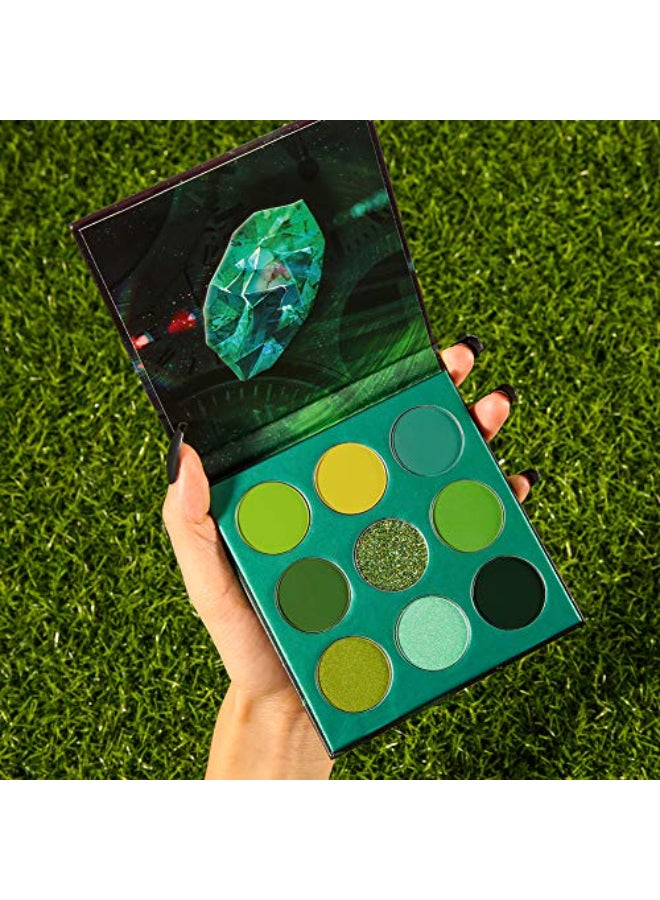 docolor Eyeshadow Palette 9 Colors Green Eyeshadow Gemstone Shadow Palette Highly Pigmented Mattes Shimmers Naked Smokey Glitter Cream Colorful PowderLong Lasting Waterproof Makeup Palette - Image 4