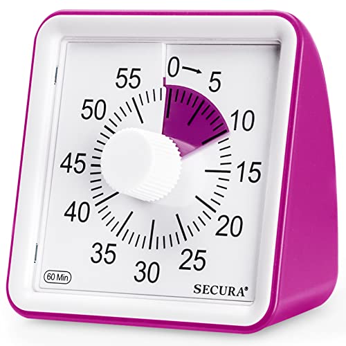 Secura 60-Minute Visual Timer, Classroom Timer, Countdown Timer for Kids and Adults, Time Management Tool for Teaching (Violet & Violet) - Image 1