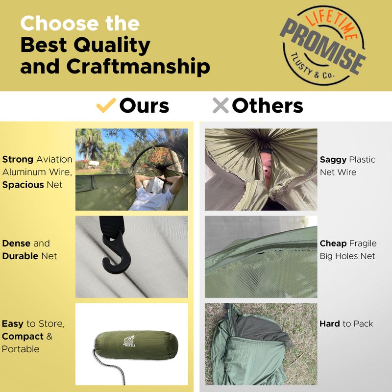 Miztli Camping Hammock -Portable Hammock w/Spacious Net & Tree Straps w/Adjustable Loops, Double and Single Hammock for Outdoor, Indoor, Hiking and Travel - Image 2