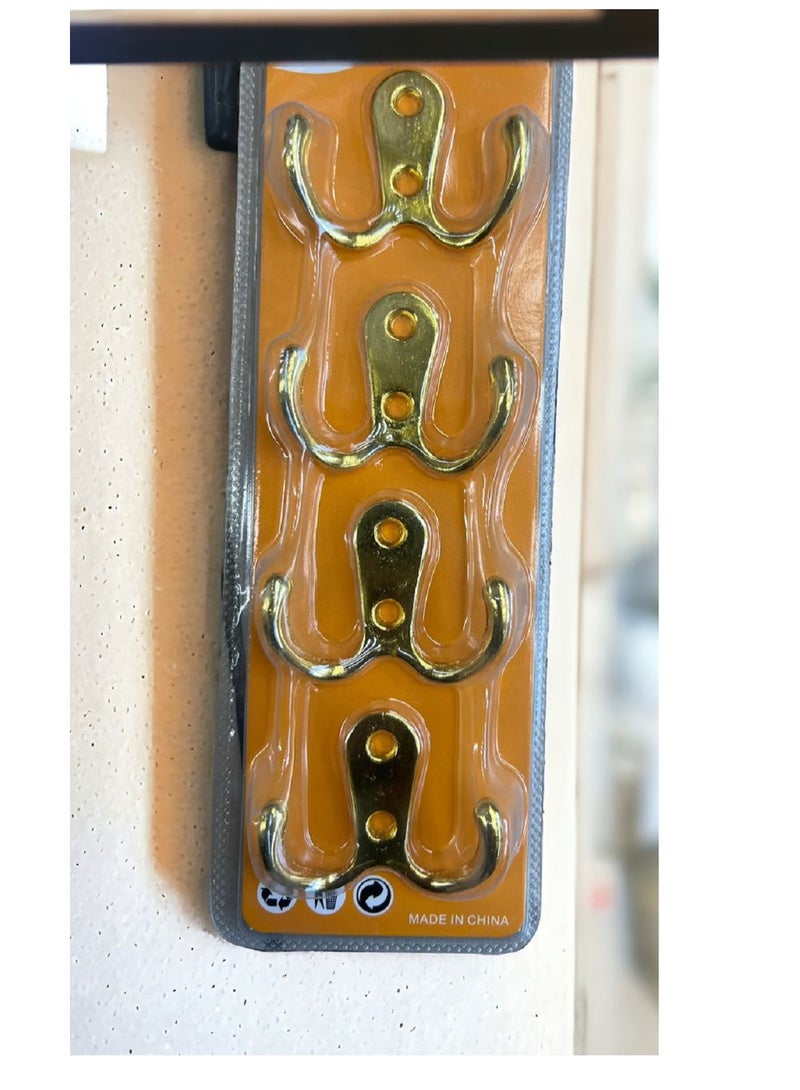 Brass coat hooks with screws 4pcs