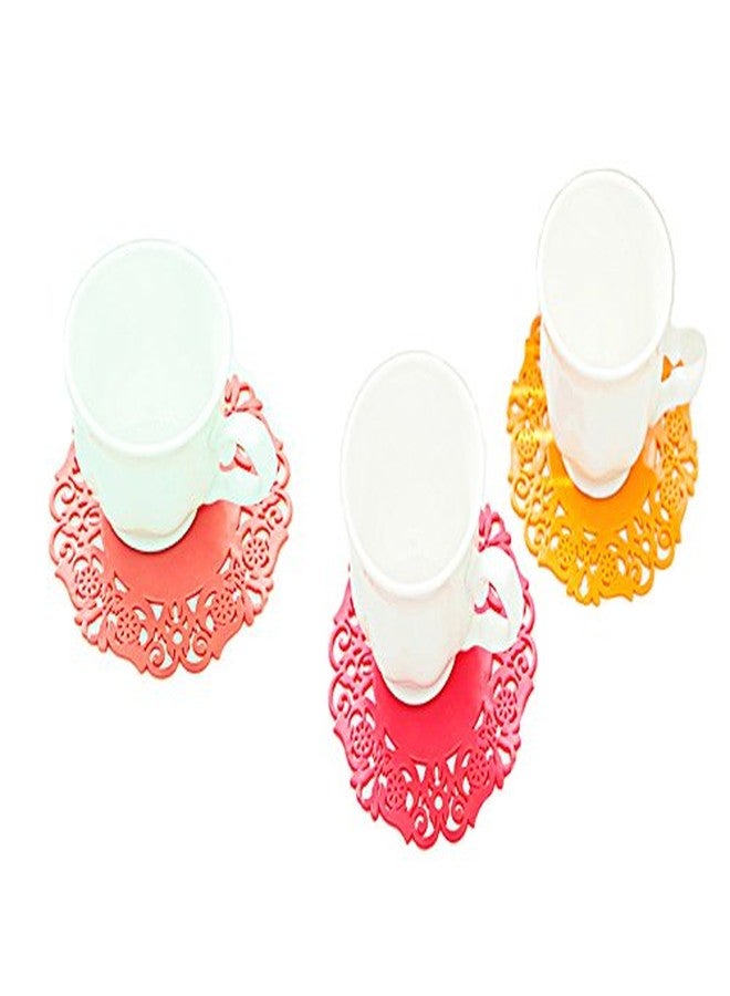 Futaba Lace Flower Silicone Coaster Coffee Cup Placement Mat - Pack of 3 - Image 5