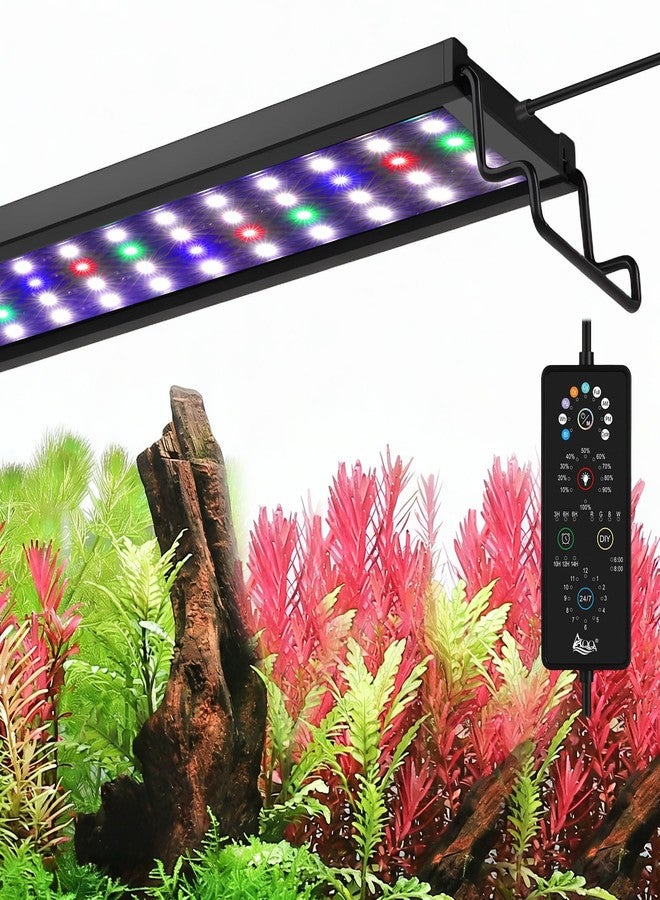 آقا مصباح AQQA كامل الطيف لنباتات أحواض السمك LED مقاوم للماء بمعيار IP68 مع وضع طبيعي يعمل على مدار الساعة ووضع RGBW قابل للتعديل، 9 ألوان و10 مستويات سطوع قابلة للتعديل، 6 إعدادات مؤقت لأحواض السمك من 24 إلى 32 بوصة (26 واط). - Image 1
