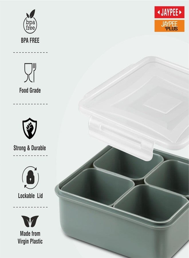 JAYPEE Nutrix Plastic Airtight Serving Dry Fruit Container Set of 4-1600 ml with Square Box Removable Container Leakproof with Silicon Seal Transparent Dry Food Box Diwali Gift Pack, Green - Image 4