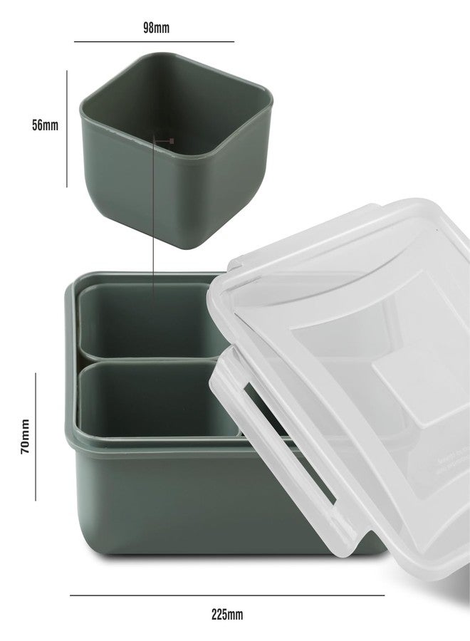 JAYPEE Nutrix Plastic Airtight Serving Dry Fruit Container Set of 4-1600 ml with Square Box Removable Container Leakproof with Silicon Seal Transparent Dry Food Box Diwali Gift Pack, Green - Image 2