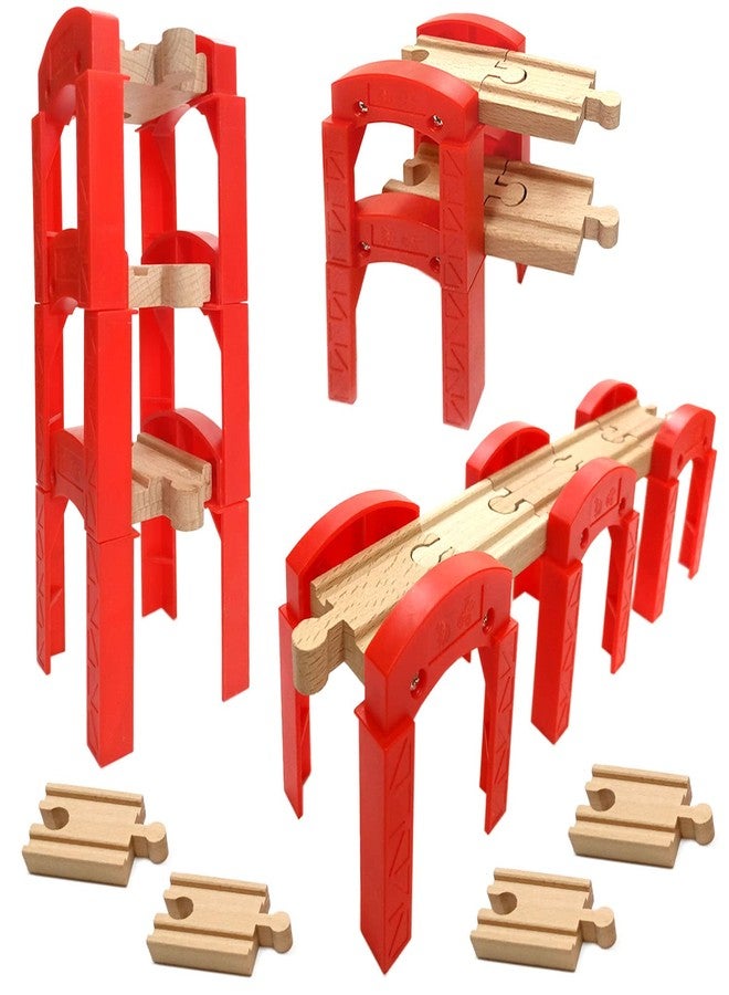 OrgMemory Wooden Train Bridges, Bridge Support, Wooden Train Track Accessories, Train Tracks Compatible with All Major Brands, Wood Toys for Girls & Boys - Image 3
