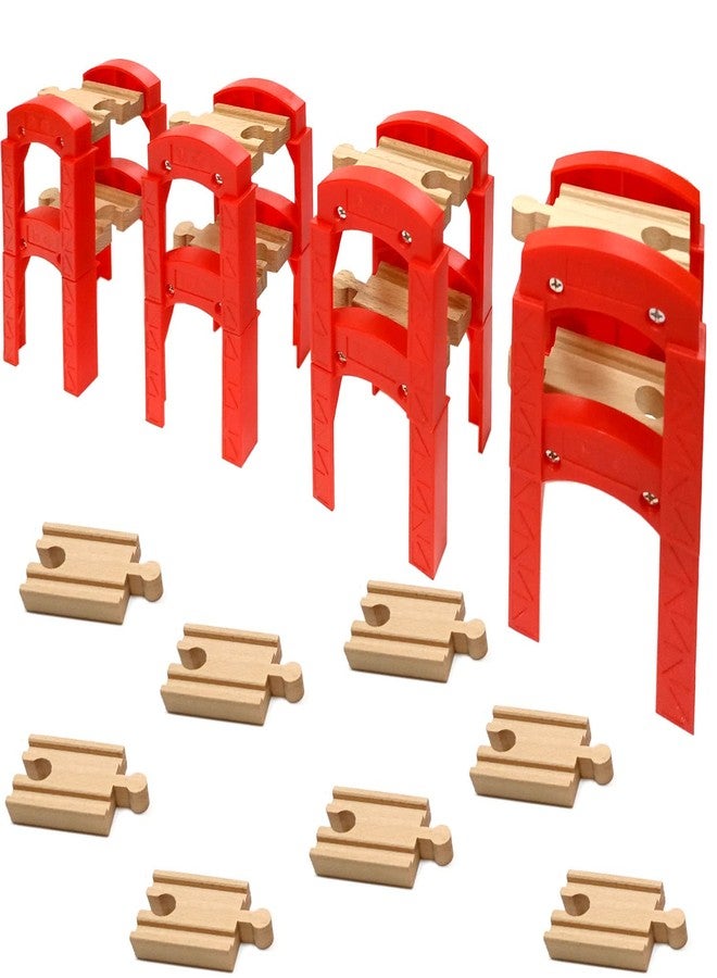 OrgMemory Wooden Train Bridges, Bridge Support, Wooden Train Track Accessories, Train Tracks Compatible with All Major Brands, Wood Toys for Girls & Boys - Image 1
