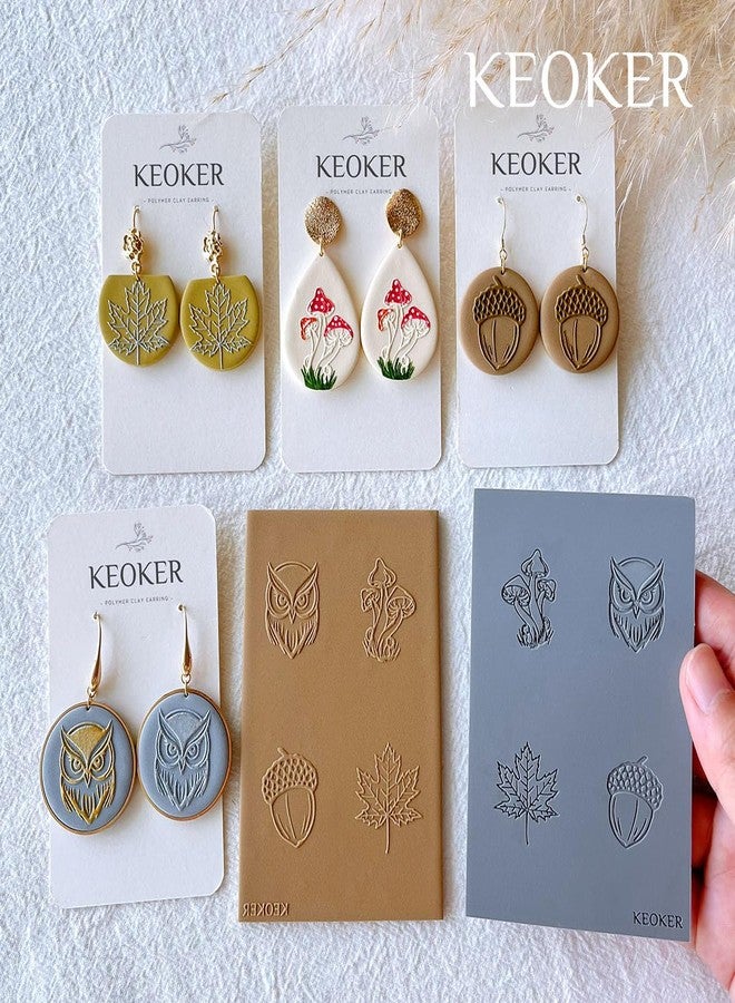 Keoker Polymer Clay Texture Sheets, Clay Texture Mat for Making Earrings Jewerly, Polymer Clay Earrings Tools (Fall Texture Sheet 3) - Image 3