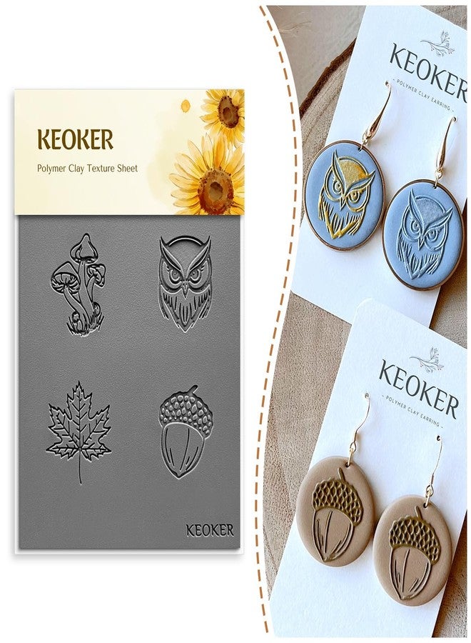 Keoker Polymer Clay Texture Sheets, Clay Texture Mat for Making Earrings Jewerly, Polymer Clay Earrings Tools (Fall Texture Sheet 3) - Image 1