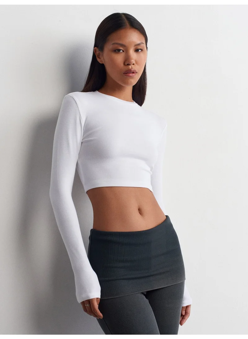 ديلفين 31236 Long Sleeve Crop Top-White
