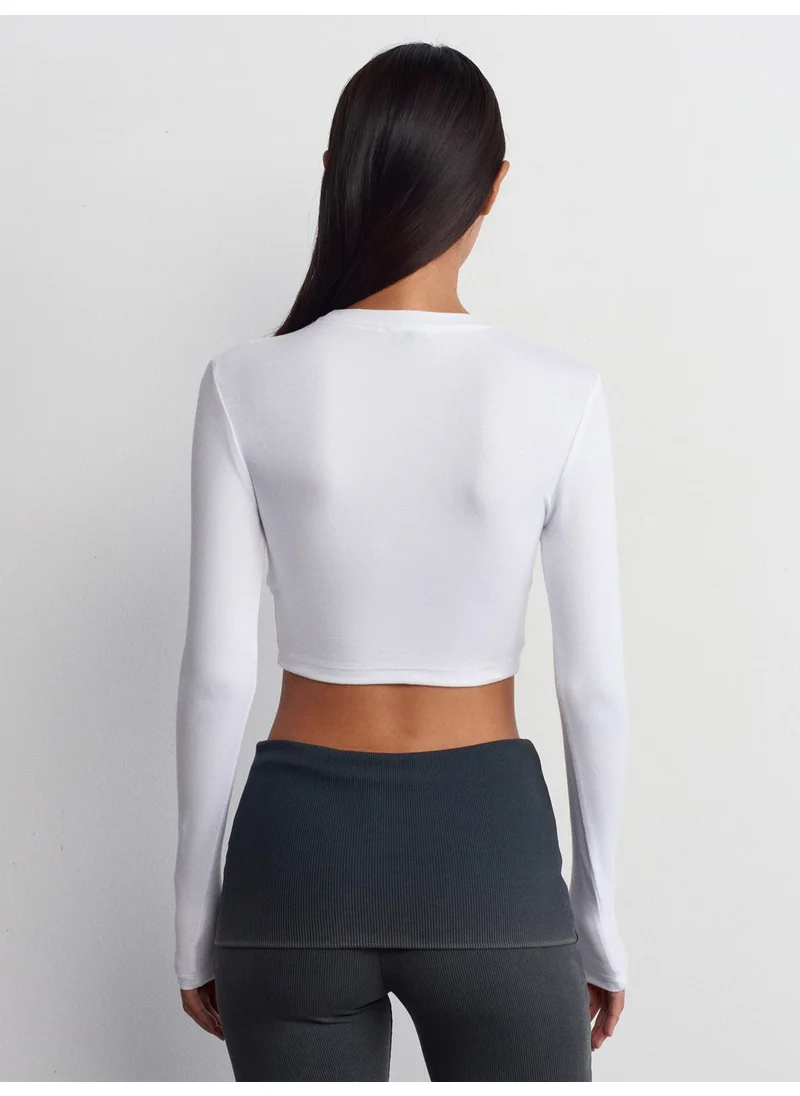 ديلفين 31236 Long Sleeve Crop Top-White