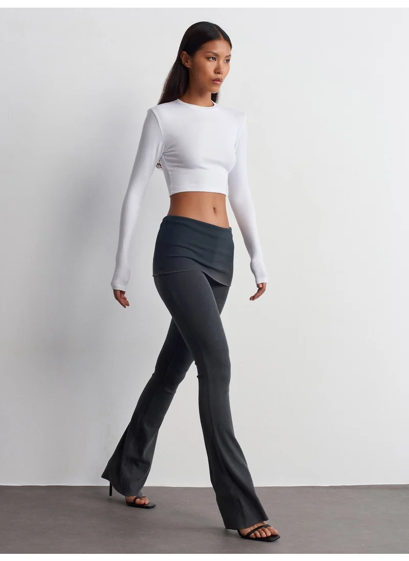 ديلفين 31236 Long Sleeve Crop Top-White