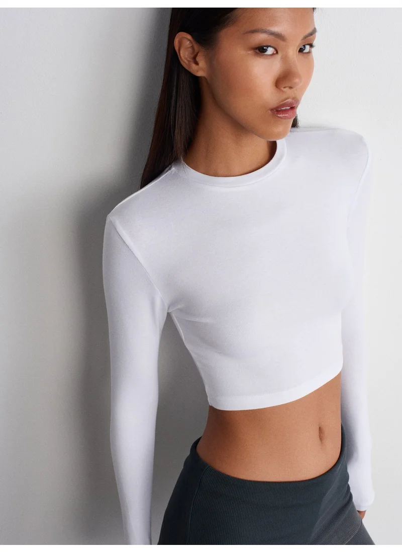 ديلفين 31236 Long Sleeve Crop Top-White