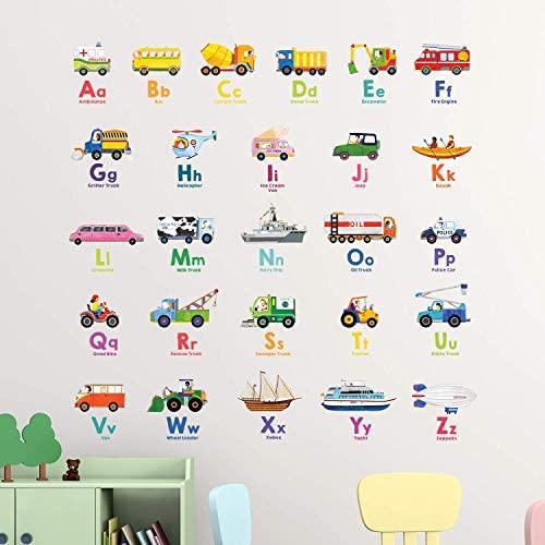 DECOWALL DS8-2005N Transport Alphabet Kids Wall Stickers Wall Decals Peel and Stick Removable Wall Stickers for Kids Nursery Bedroom Living Room - Image 4