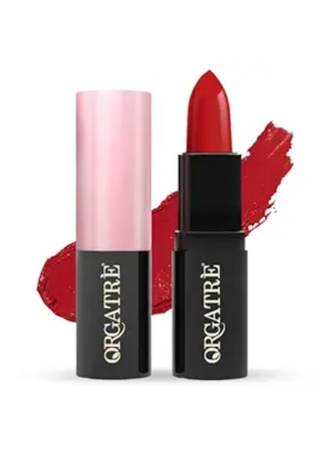 Orgatre أحمر شفاه Orgatre MoodBliss الكريمي المطفأ (Matte) طويل الأمد للنساء | لون غني وكثيف، يحافظ على ترطيب الشفاه | لا يسبب الجفاف | تركيبة غنية بالأصباغ وثابتة لا تلطخ | غني بزيت اللوز (درجة Coral Beauty، 3.2 جم) - Image 1