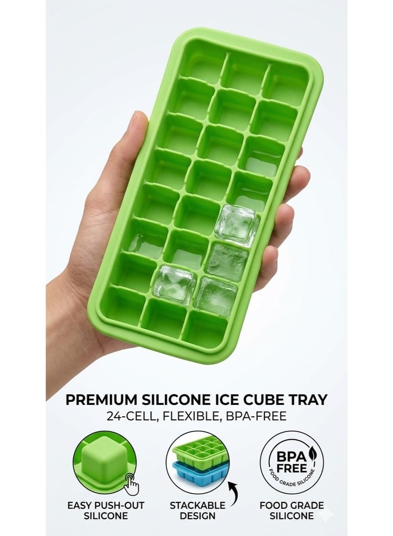 Flexible silicone ice mold with 24 compartments, food grade, easy to use and clean, and suitable for drinks, juices, and desserts - Image 3