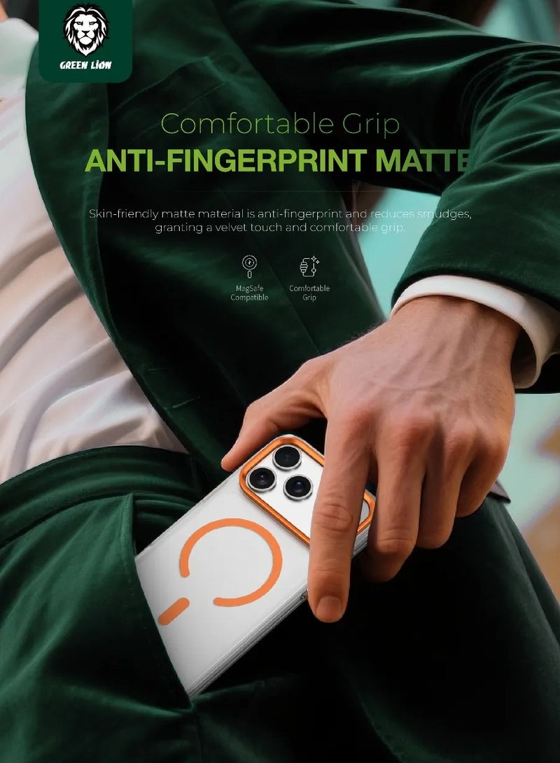 GREEN LION iPhone 17 Pro Matte MagSafe Case / Maximum Protection / Camera Protection / Anti Fingerprint / Drop Protection - Orange Titanium - Image 2
