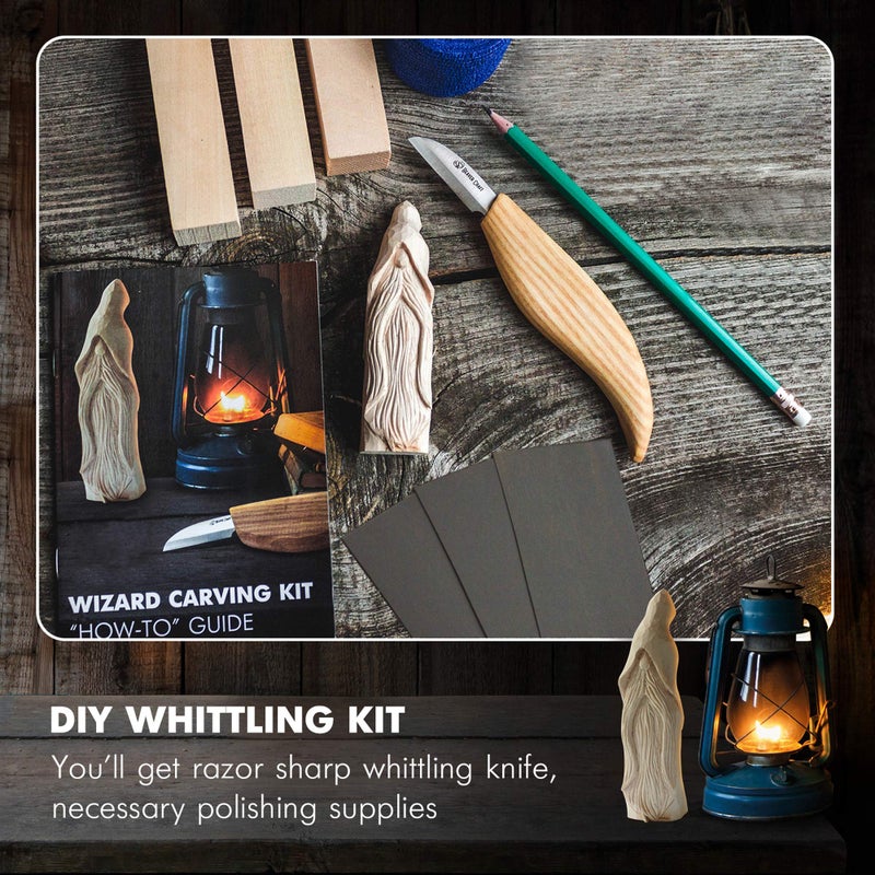 BeaverCraft Whittling Kit for Beginners, Wood Carving Kit for Beginners - Wood Carving Tools Woodworking Kit for Adults and Teens - Whittling Knife Kit with Wood Blocks - Wood Carving Set DIY03 Wizard - Image 4